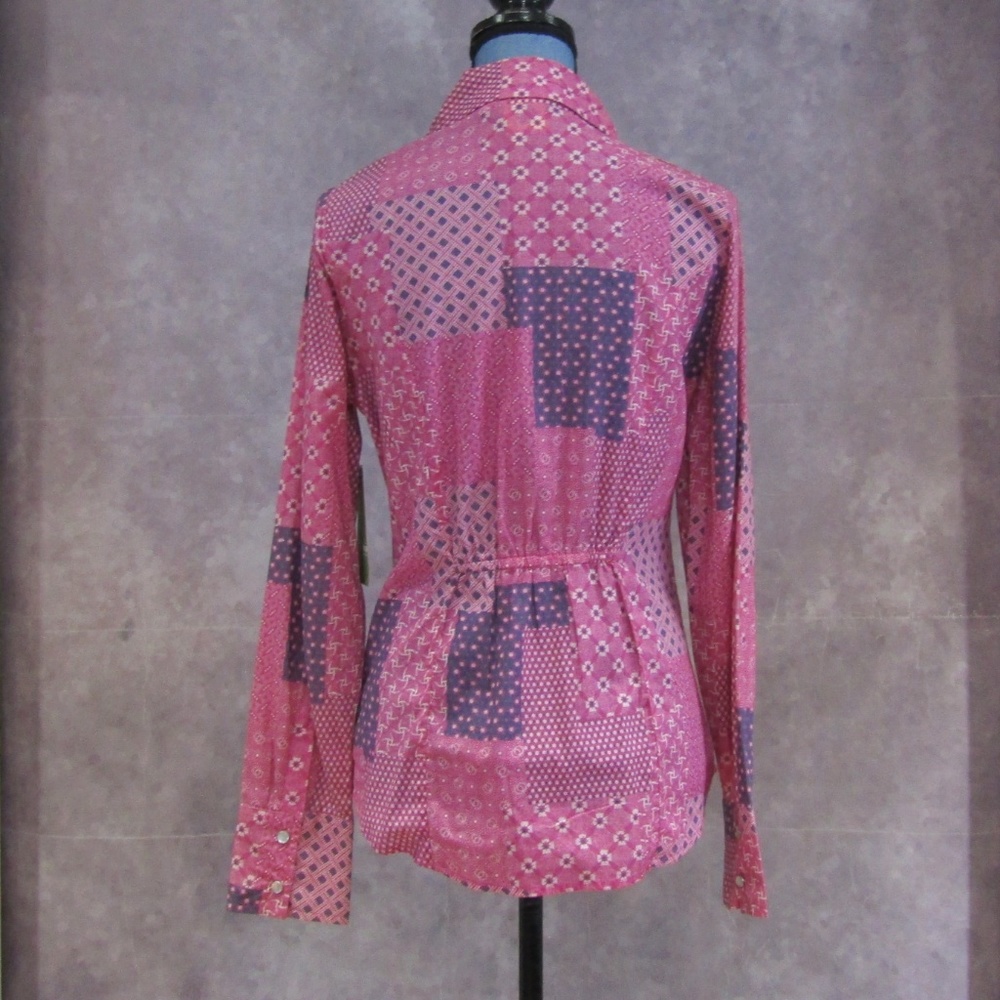 NEW Roxy Pink Handkerchief Print Snap Shirt Size M - Picture 3 of 7